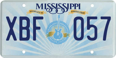MS license plate XBF057
