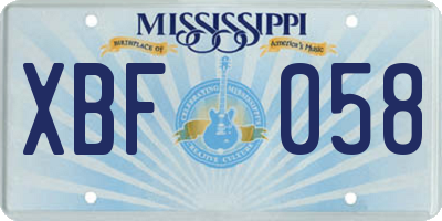 MS license plate XBF058