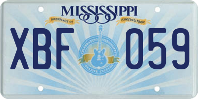 MS license plate XBF059