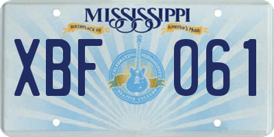 MS license plate XBF061