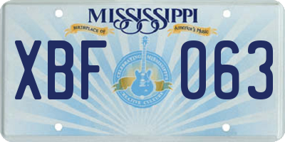 MS license plate XBF063