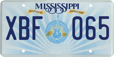 MS license plate XBF065