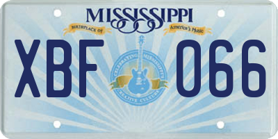 MS license plate XBF066