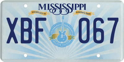 MS license plate XBF067