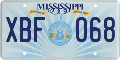 MS license plate XBF068