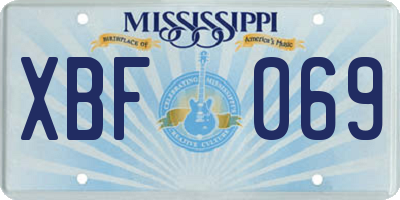 MS license plate XBF069