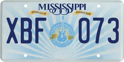 MS license plate XBF073