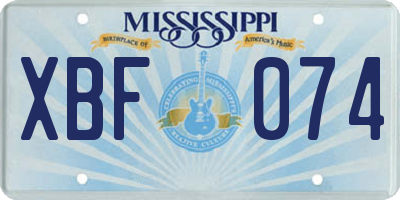 MS license plate XBF074