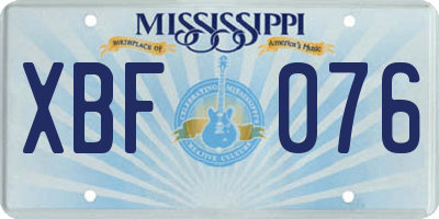 MS license plate XBF076