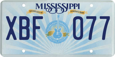 MS license plate XBF077