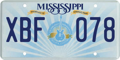 MS license plate XBF078