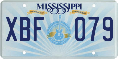 MS license plate XBF079