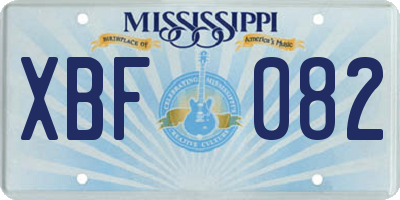 MS license plate XBF082