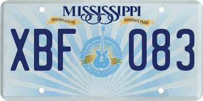 MS license plate XBF083