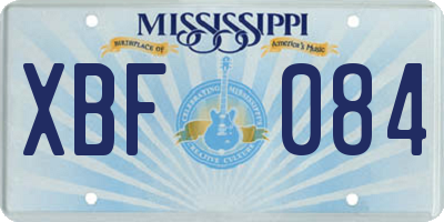 MS license plate XBF084