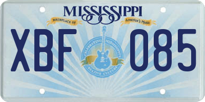 MS license plate XBF085