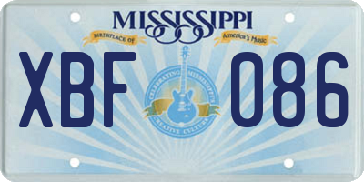 MS license plate XBF086