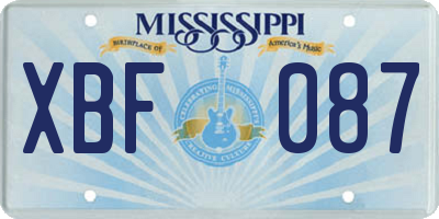 MS license plate XBF087