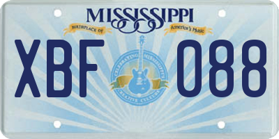 MS license plate XBF088