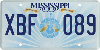 MS license plate XBF089