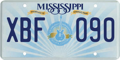 MS license plate XBF090