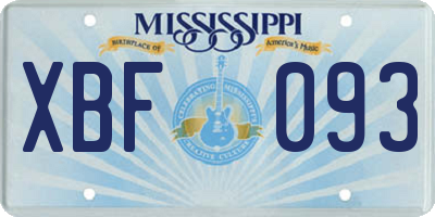 MS license plate XBF093