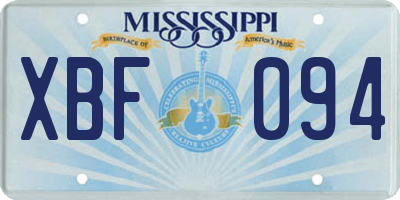 MS license plate XBF094