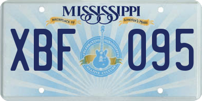 MS license plate XBF095