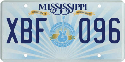 MS license plate XBF096