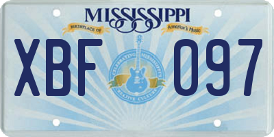 MS license plate XBF097