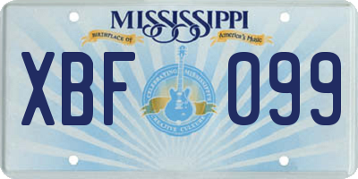 MS license plate XBF099