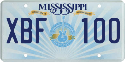 MS license plate XBF100