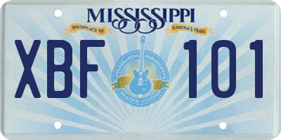 MS license plate XBF101