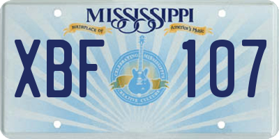 MS license plate XBF107