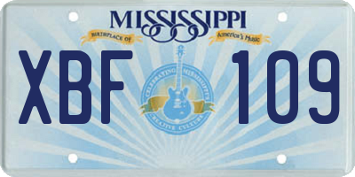 MS license plate XBF109