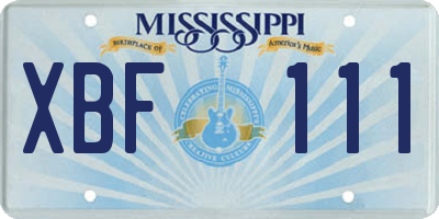 MS license plate XBF111