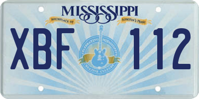 MS license plate XBF112