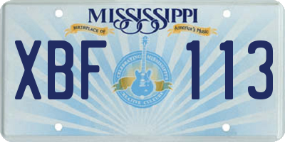 MS license plate XBF113