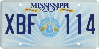 MS license plate XBF114