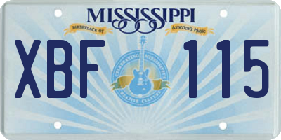 MS license plate XBF115