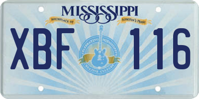 MS license plate XBF116