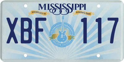 MS license plate XBF117