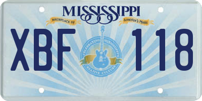 MS license plate XBF118