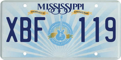 MS license plate XBF119