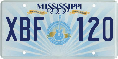 MS license plate XBF120