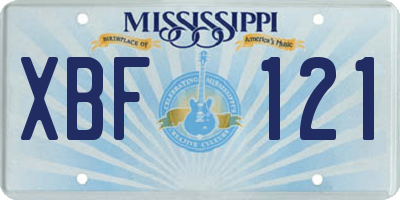 MS license plate XBF121