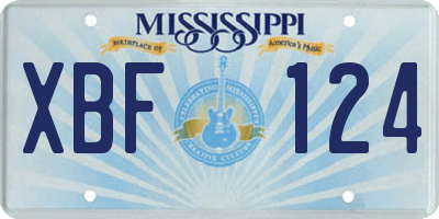 MS license plate XBF124