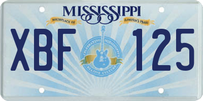 MS license plate XBF125