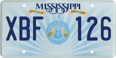 MS license plate XBF126