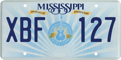 MS license plate XBF127